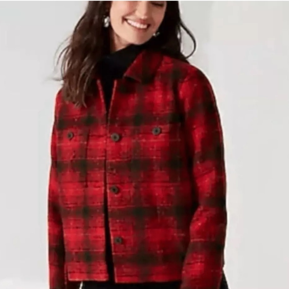 J Jill red and black buffalo plaid checked Jacket S